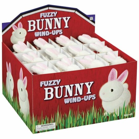 TOYSMITH Bunny Wind Up Rabbit Cotton/Polyester White/Pink 12 pc, 24PK 2030